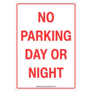 No Parking Day Or Night Sign – Red And White