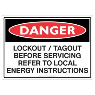 Danger Lockout / Tagout Before Servicing Safety Sign