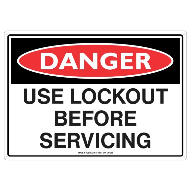 Danger Use Lockout Before Servicing Safety Sign - Next Day Safety