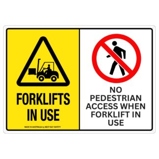 Forklifts In Use And No Pedestrian Access Sign